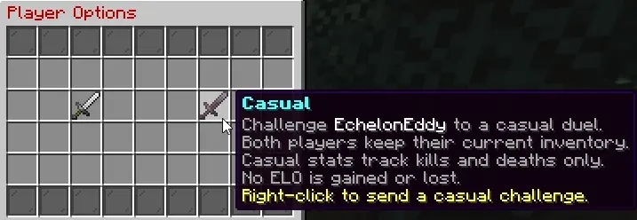 Additional starting a duel menu example