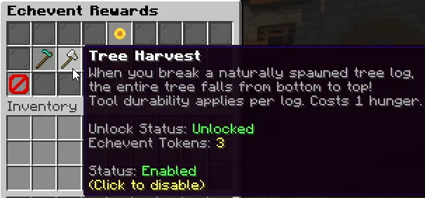 Additional Echevent Rewards menu example
